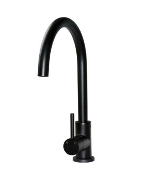Meir Round Gooseneck Kitchen Mixer Tap - Matte Black Finish