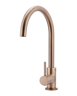 Meir Round Gooseneck Kitchen Mixer Tap - Champagne Finish