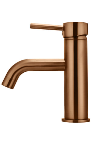 Meir Round Curved Basin Mixer in PVD Lustre Bronze finish