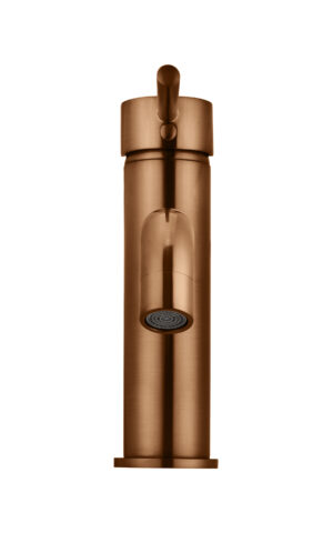 Meir Round Curved Basin Mixer in PVD Lustre Bronze finish