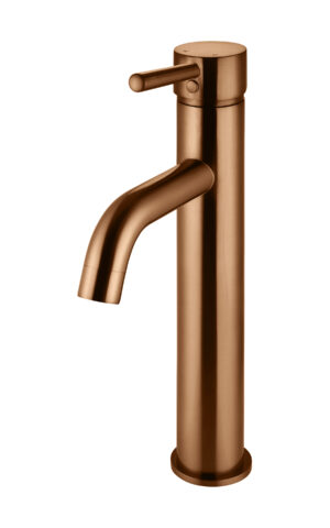 Meir Tall Curved Basin Mixer in PVD Lustre Bronze finish