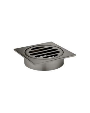 Meir square floor grate shower drain 80mm outlet in Shadow PVD Gunmetal Grey Finish