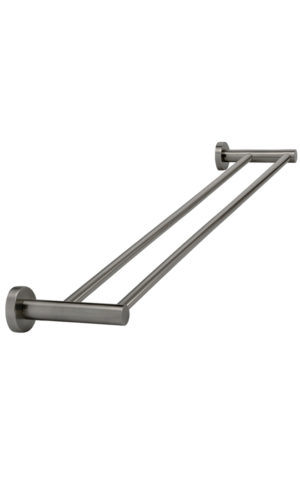 Meir Round Double Towel Rail 60cm in Shadow (PVD Gunmetal Grey) Finish