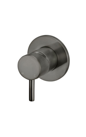 Meir round wall mixer with a short pin in Shadow PVD finish