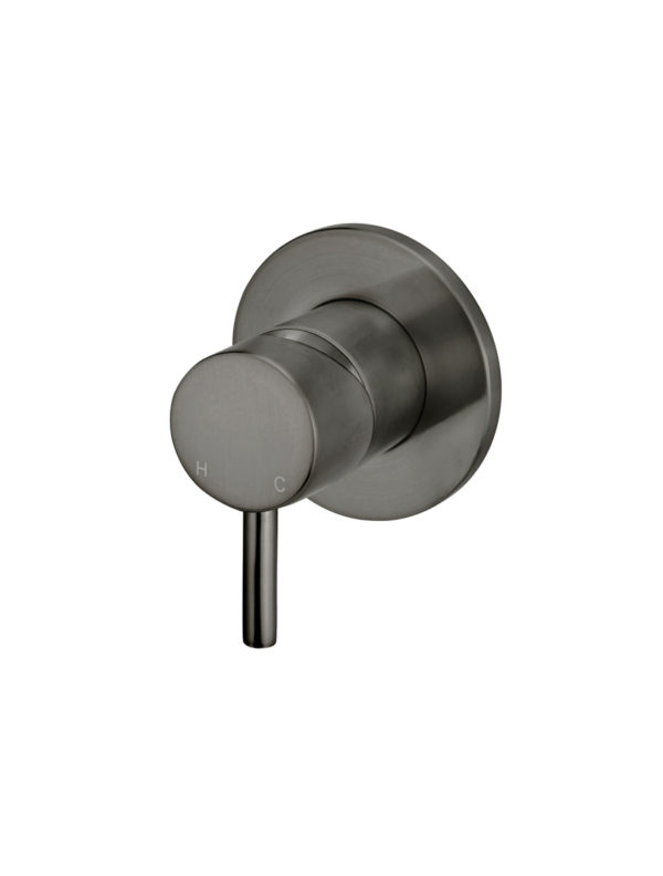 Meir round wall mixer with a short pin in Shadow PVD finish