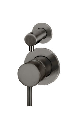 Meir Round Wall Diverter Mixer in Shadow PVD Gunmetal Grey Finish