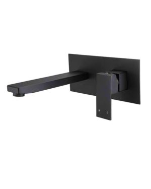 Meir Square Wall Combination Mixer and Spout - Matte Black Finish