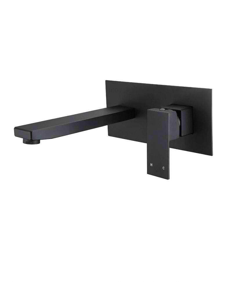 Meir Square Wall Combination Mixer and Spout - Matte Black Finish