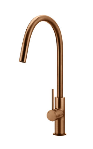 Meir Piccola Pull-Out Kitchen Mixer Tap with a pin handle in PVD Lustre Bronze finish