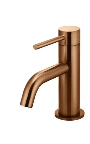 Meir Piccola Curved basin Mixer in PVD Lustre Bronze finish