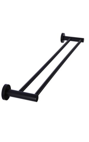 Meir Round Double Towel Rail 60cm in Matte Black Finish