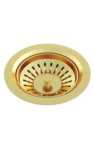 Lavello sink strainer and waste plug basket with stopper - PVD Brushed Bronze Gold