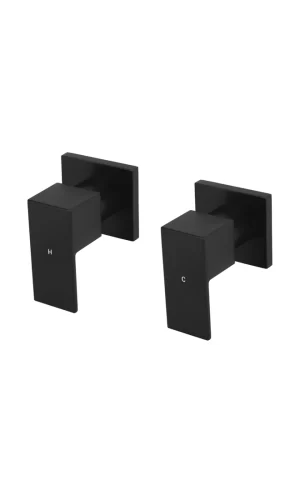 Meir Square Quarter-Turn Wall Taps in Matte Black finish