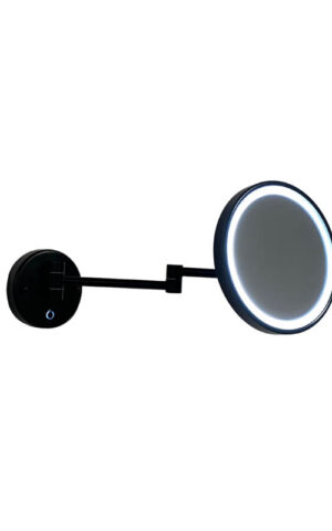 REMER 'ILLUSION' COLLECTION. SMALL LED MIRROR ON A SWIVEL ARM. MATTE BLACK FINISH