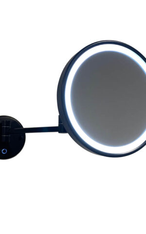 REMER 'ILLUSION' COLLECTION. SMALL LED MIRROR ON A SWIVEL ARM. MATTE BLACK FINISH