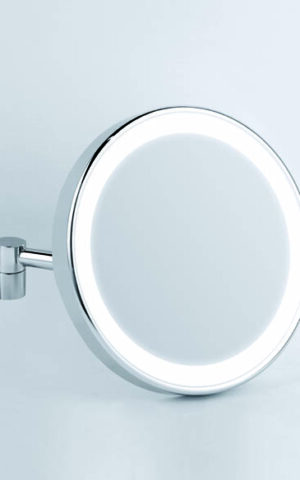 REMER 'ILLUSION' COLLECTION. SMALL LED MIRROR ON A SWIVEL ARM. CHROME FINISH