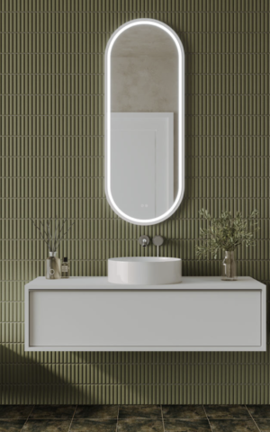 Remer 'Gatsby' LED Mirror in White Frame (450 x 1200)