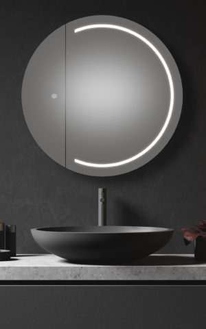 Remer Mirror Cabinet 'Pearl Collection', Round, Single side Door, RSCPE90