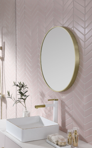 REMER 'MODERN ROUND' MIRROR IN BRUSHED BRASS FRAME