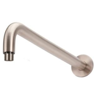 Meir Round Curved shower arm, 400mm in Champagne finish