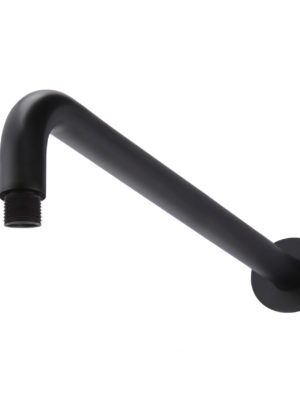 Meir Round Curved shower arm, 400mm in Matte Black finish