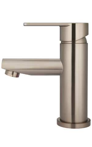 Meir round basin mixer tap in Champagne finish