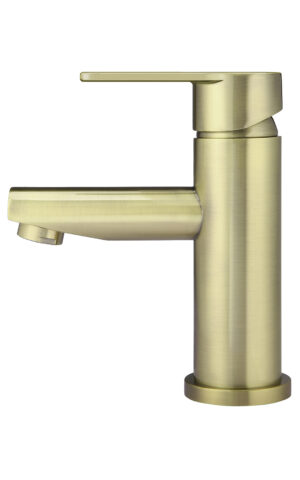 Meir round basin mixer tap in PVD Tiger Bronze Gold finish