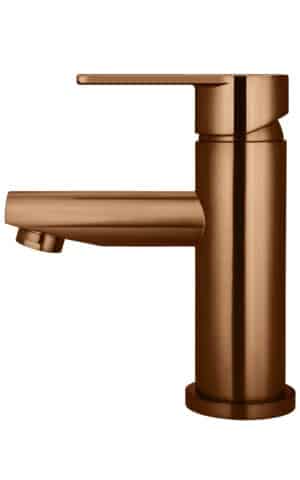 Meir Round Basin Mixer with a Paddle Handle. PVD Lustre Bronze finish