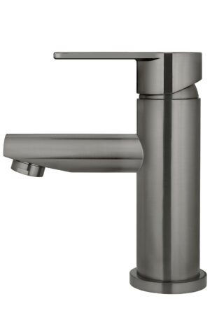 Meir round basin mixer tap in PVD Gunmetal grey (Shadow) finish