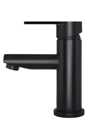 Meir round basin mixer tap in matte black finish