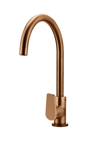 Meir Round Kitchen Mixer Tap in PVD Lustre Bronze finish. Paddle Range.