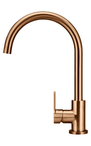 Meir Round Kitchen Mixer Tap in PVD Lustre Bronze finish. Paddle Range.