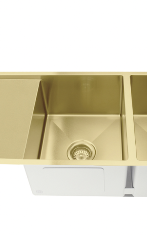 LAVELLO DOUBLE BOWL KITCHEN SINK (1160 X 440) - BRUSHED BRONZE GOLD (DRAINER LEFT)