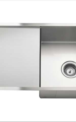 Lavello Kitchen Sink with drainboard - Single Bowl (840x440) in PVD Brushed Nickel finish / Drainer on Left