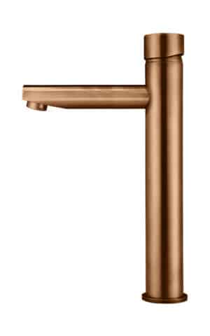 Meir Tall Basin Mixer in PVD Lustre Bronze finish. Pinless range