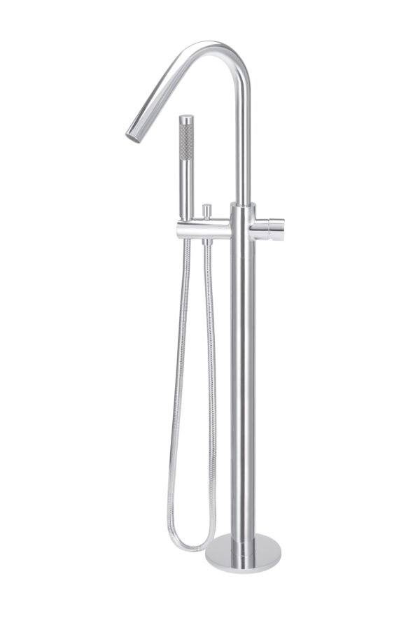 Meir Round Freestanding Bath Spout & Hand Shower - Pinless Range (Polished Chrome finish)