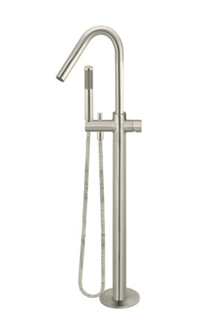 Meir Round Freestanding Bath Spout & Hand Shower - Pinless Range (PVD Brushed Nickel finish)
