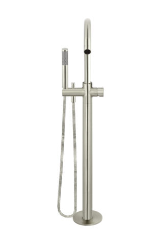 Meir Round Freestanding Bath Spout & Hand Shower - Pinless Range (PVD Brushed Nickel finish)