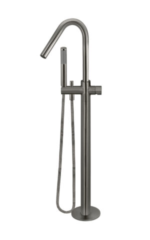 Meir Round Freestanding Bath Spout & Hand Shower - Pinless Range (PVD Gunmetal grey/ Shadow finish)