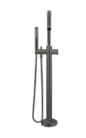 Meir Round Freestanding Bath Spout & Hand Shower - Pinless Range (PVD Gunmetal Grey/ Shadow finish)