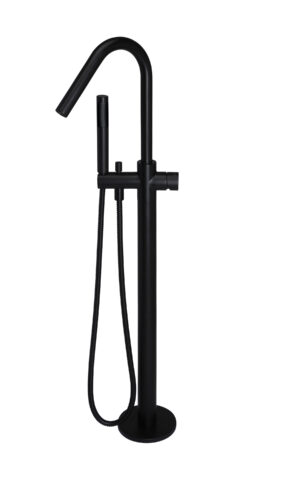 Meir Round Freestanding Bath Spout & Hand Shower - Pinless Range (Matte Black finish)