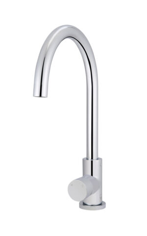 MEIR ROUND GOOSENECK KITCHEN MIXER TAP - PINLESS RANGE, POLISHED CHROME FINISH