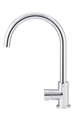 MEIR ROUND GOOSENECK KITCHEN MIXER TAP - PINLESS RANGE, POLISHED CHROME FINISH