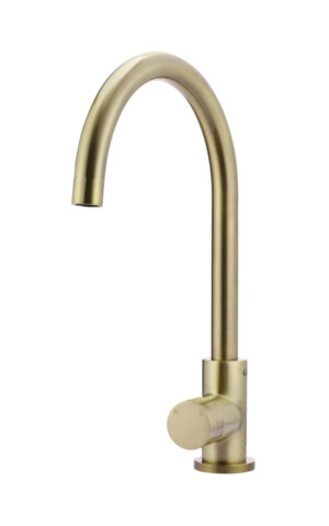 MEIR ROUND GOOSENECK KITCHEN MIXER TAP - PINLESS RANGE, PVD TIGER BRONZE GOLD FINISH