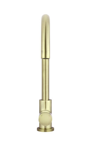 MEIR ROUND GOOSENECK KITCHEN MIXER TAP - PINLESS RANGE, PVD TIGER BRONZE GOLD FINISH