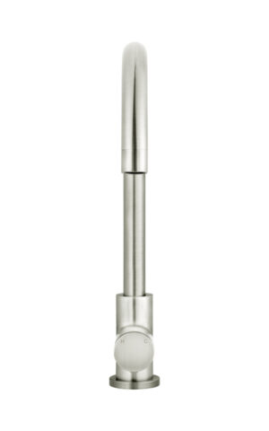 MEIR ROUND GOOSENECK KITCHEN MIXER TAP - PINLESS RANGE, PVD BRUSHED NICKEL FINISH