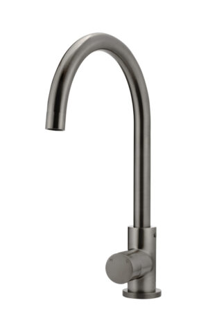 MEIR ROUND GOOSENECK KITCHEN MIXER TAP - PINLESS RANGE, PVD GUNMETAL GREY (SHADOW) FINISH