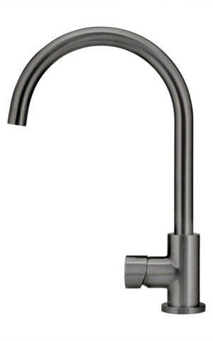 MEIR ROUND GOOSENECK KITCHEN MIXER TAP - PINLESS RANGE, PVD GUNMETAL GREY (SHADOW) FINISH