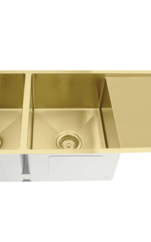 LAVELLO DOUBLE KITCHEN BOWL WITH DRAINBOARD (RIGHT) - BRUSHED BRONZE GOLD