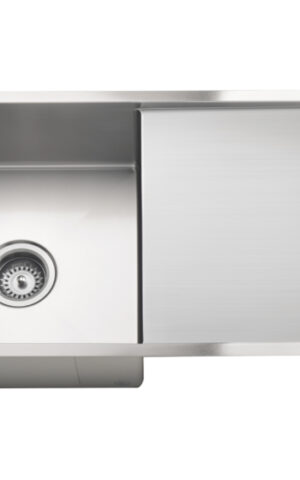 Lavello Kitchen Sink with drainboard - Single Bowl (840x440) in PVD Brushed Nickel finish /Drainer on Right